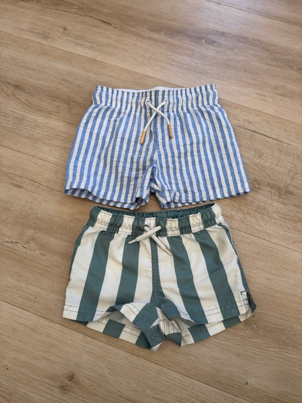 Kids Striped Swim Shorts - Blue & Green